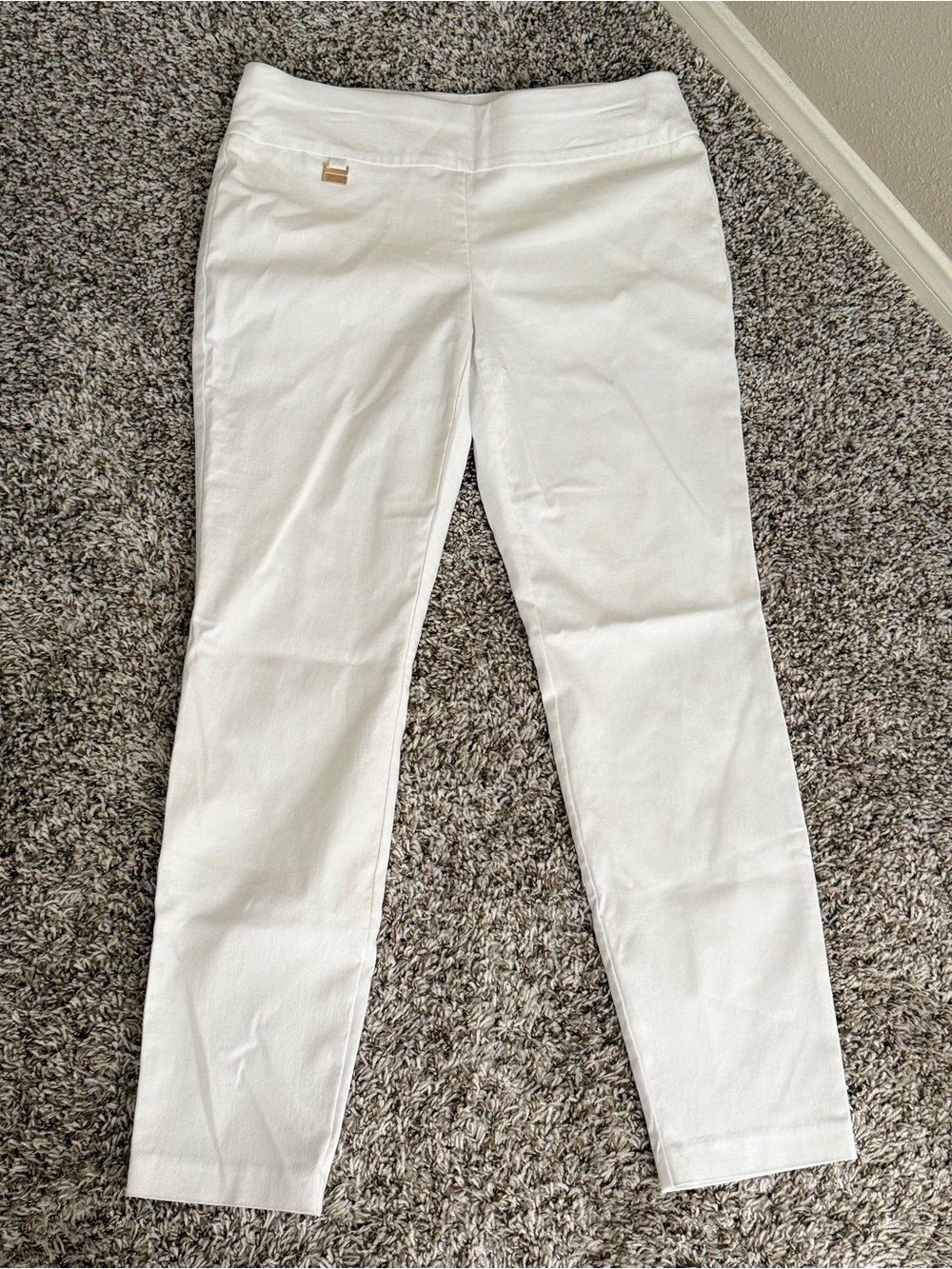 Alfani White Pull-On Ankle Pants Women’s Size 8S Stretch Slim Career Casual